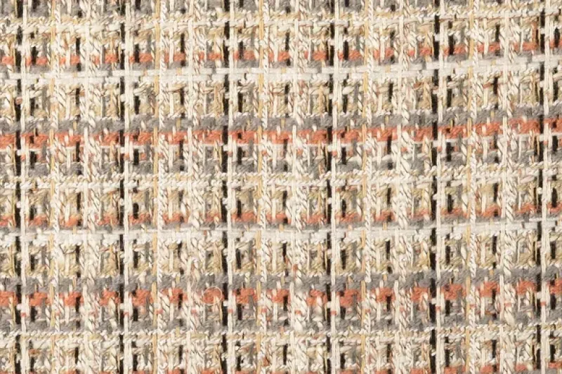 Tweed stof, ruiten, grijs/roest/beige/ecru, P1014-1