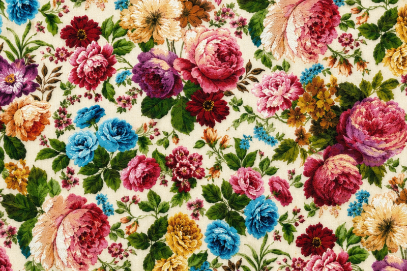 Decoratie stof Gobelin, Lucrecia bloemen, rood/roze/geel/groen/blauw/wit, DG07