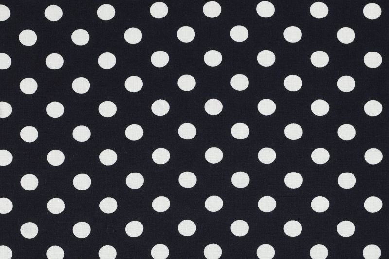 Viscose stof, polka dots print, marineblauw/wit. A.142-1