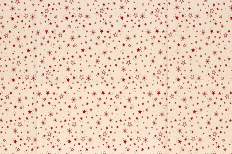 Kerst katoen stof, sterren print, rood/off-white. KER038-1