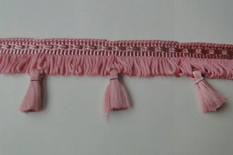 Sierband met franje en Kwastjes roze H1012