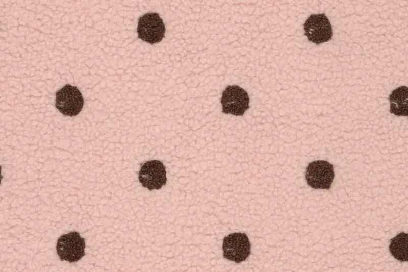 Teddy stof, stip, bruin/roze. A.043-1
