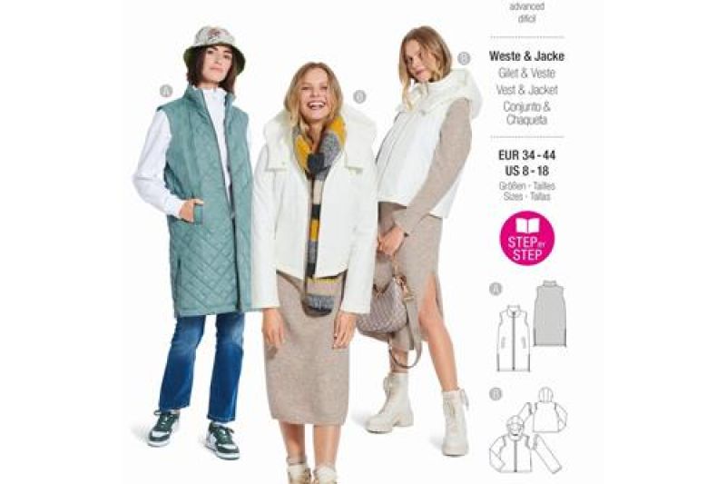 Burda Style, Naaipatroon vest en jas. 5869-1