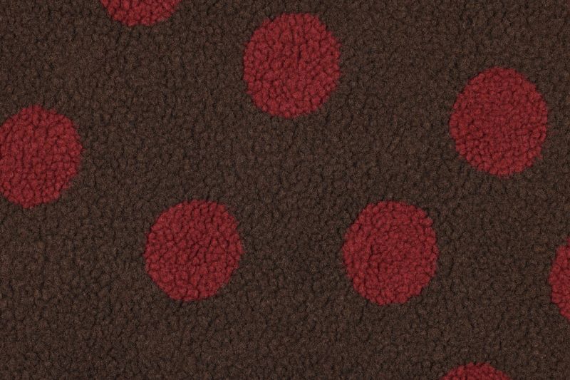 Teddy Jacquard Stof, Stippen, Bruin/aubergine. P900-1
