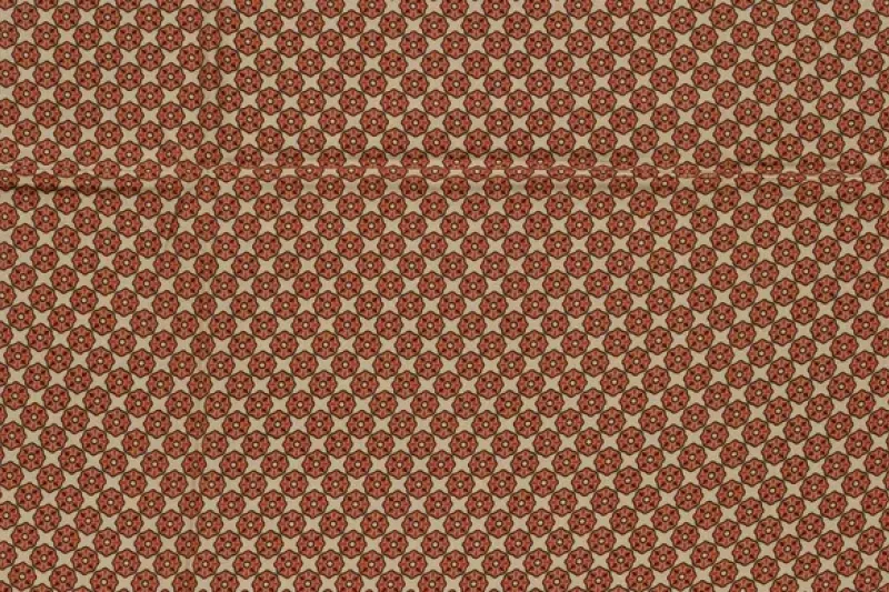 Viscose satijn stof, abstacte stip, roze/rood, P1015-1