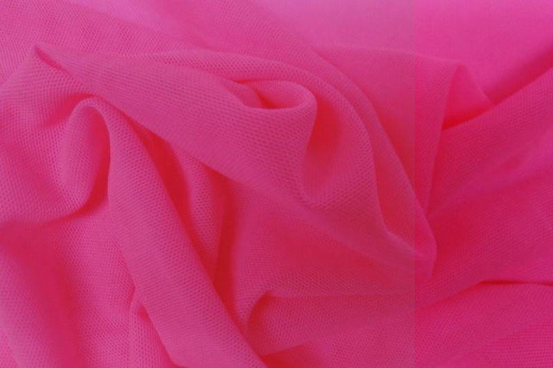 Tule mesh kant fluor roze. X1029