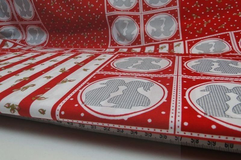 Decoratie stof W750 katoen rood/wit