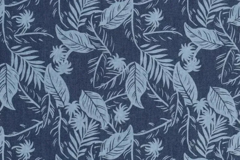Denim-look-katoen-stof-bladprint-y138