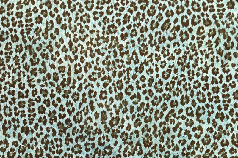 Tricot katoen stof, panter print, blauw/zwart. Actie33-1