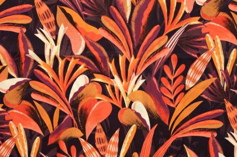 Katoen-voile-stof-bladprint-y475A