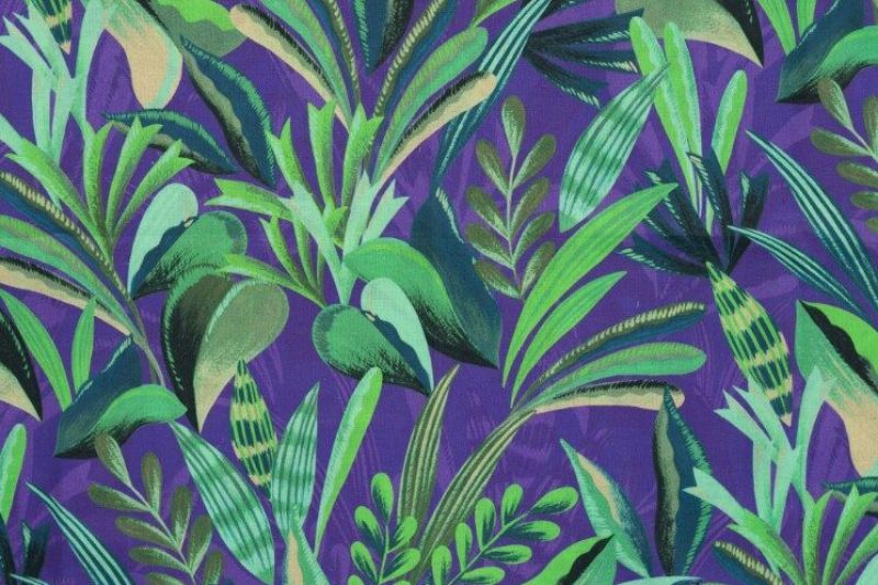 Katoen-voile-stof-bladprint-y476A