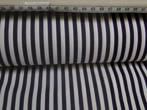Poplin katoen stof donker blauw met wit gestreept
