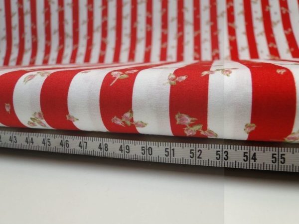 Decoratie stof W751 katoen rood/wit