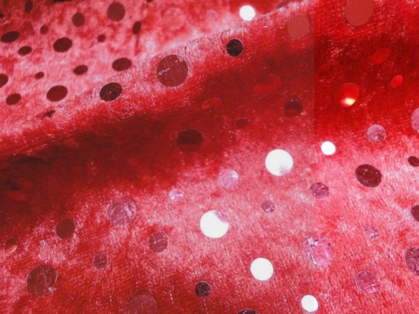 rood F317 velours de panne pailletten - Afbeelding 2