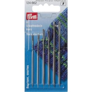 Stopnaalden kort staal No. 5/0-1/0 ass. met goudkleurig oog, 6 stuks, 124662