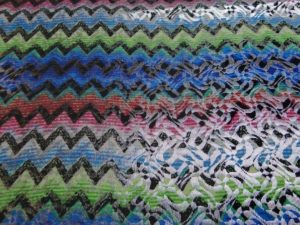 Lycra Zig zag patroon kobalt fuchsia col1 H1279