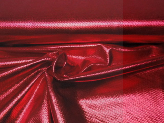 Sluier Beschikbaar Vlot Metallic stretch stof, relief, rood. X1505