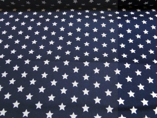 Poplin stof donkerblauw met witte sterren