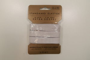Standaard elastiek, extra soepel, wit. 15mm