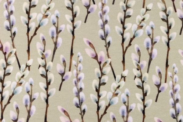 Tricot katoen stof, katjes takken print