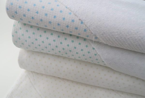 Stenzo wafeldoek met badstof, ster print, wit/beige. B0056 - Afbeelding 2