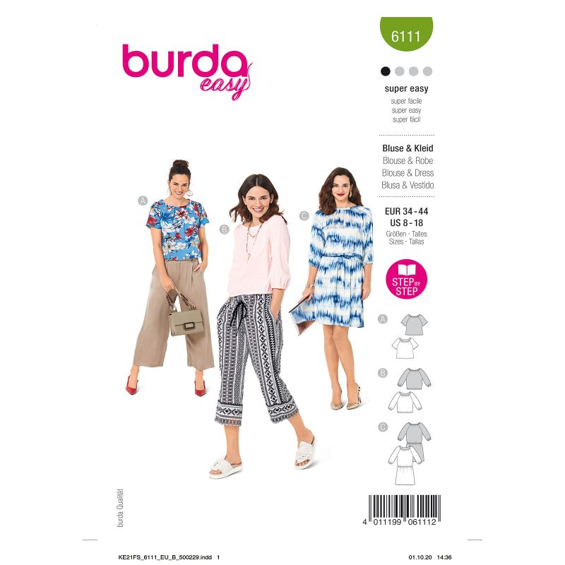 Burda Style Naaipatroon voor een blouse, 6111.- Stoffendorp.nl