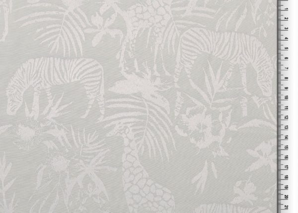 Viscose jacquard stof, safari dierenprint, wit. Q4735 - Afbeelding 2