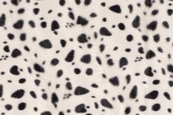 Velboa stof, dalmatiër print, zwart/wit. V4499.51