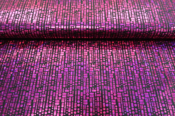 Texture met foliedruk, kleine rechthoeken/rondjes, zwart/fuchsia