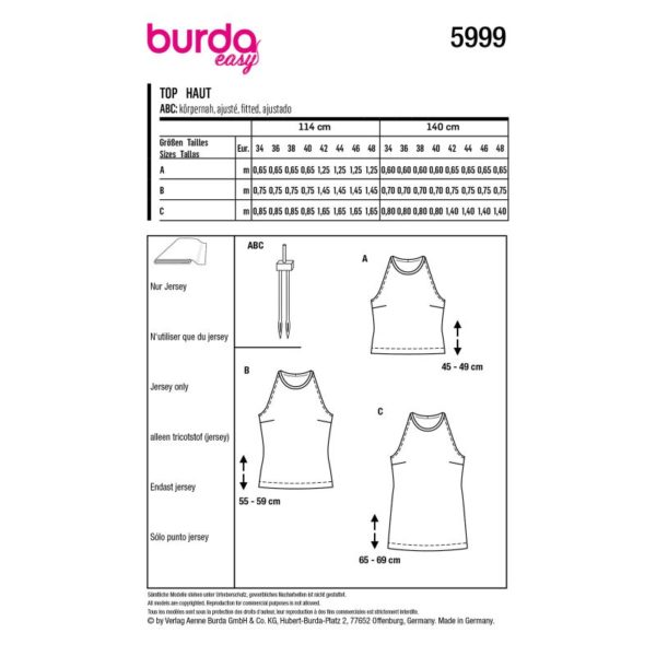 Burda Style, naaipatroon top. - 5999 - Afbeelding 5