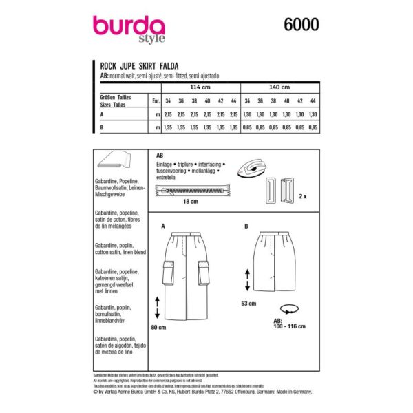 Burda Style, naaipatroon rok. - 6000 - Afbeelding 4