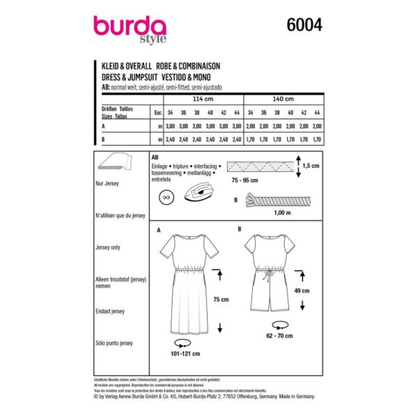 Burda Style, naaipatroon jurk en jumpsuit. - 6004 - Afbeelding 4