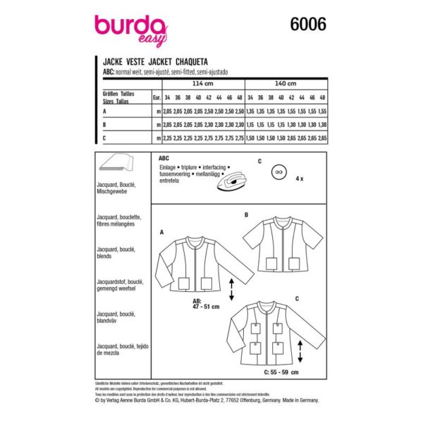 Burda Style, naaipatroon jasje. - 6006 - Afbeelding 5