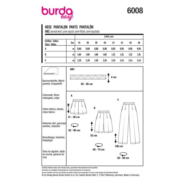 Burda Style, naaipatroon broek. - 6008 - Afbeelding 4
