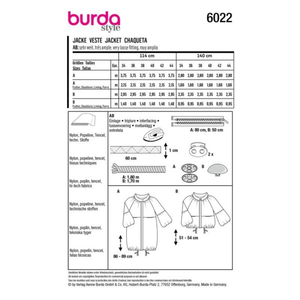 Burda Style, naaipatroon jas. - 6022 - Afbeelding 4
