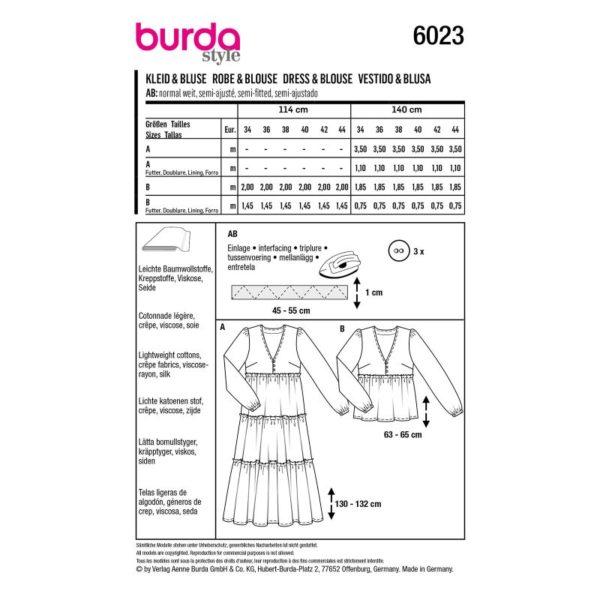 Burda Style, naaipatroon blouse en jurk. - 6023 - Afbeelding 4