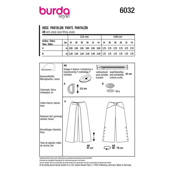 Burda Style, naaipatroon broek. - 6032 - Afbeelding 4