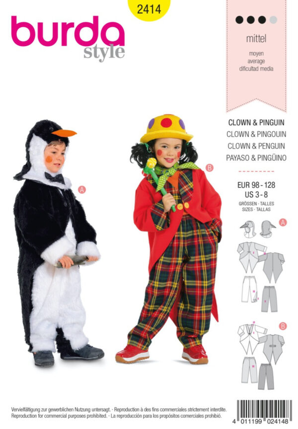 Burda-Kids-Style-Naaipatroon-clown-pinguin-2414