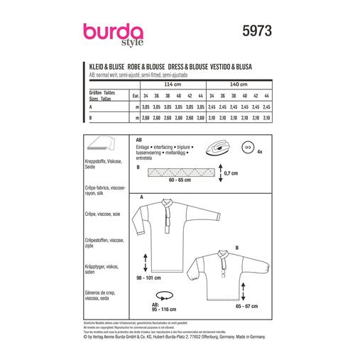 Burda-naaipatroon-jurk-en-blouse-met-strikkraag-5973-6