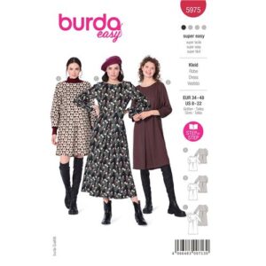 Burda-naaipatroon-jurk-met-ronde-halslijn-en-mouwbanden-5975