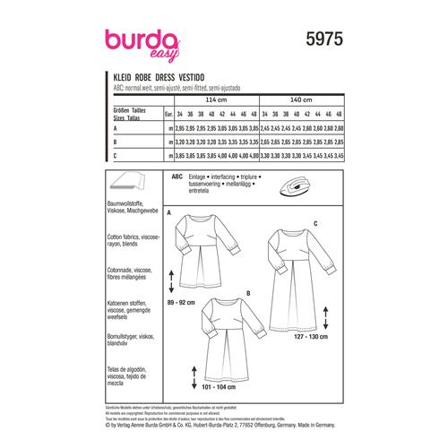 Burda-naaipatroon-jurk-met-ronde-halslijn-en-mouwbanden-5975-8