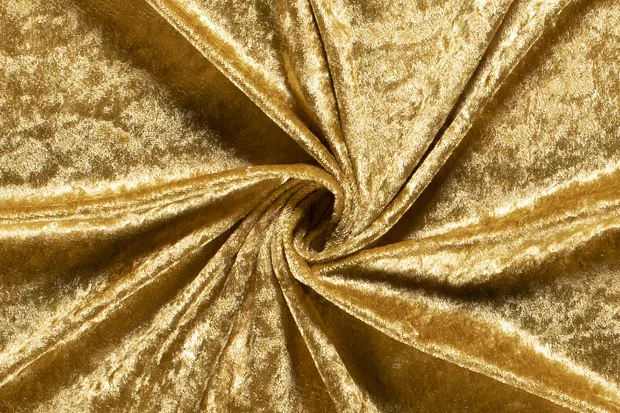 Voorbeeld plug Voorbijganger Velour de panne stof in de kleur goud. - Bestel op Stoffendorp.nlame%