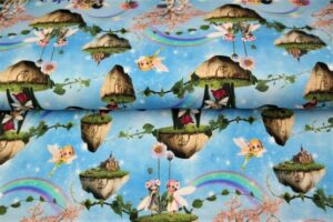 Stenzo-tricot-katoen-stof-elfjes-met-regenbogen-c431