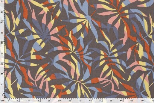 Viscose-linnen-stof-grote-bladeren-gekleurde-banen-c403-3