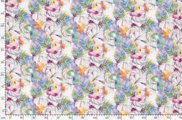 Hydrofiel-mousseline-katoen-stof-dubbeldoek-aquarel-verenprint-d0357-3