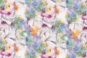 Hydrofiel-mousseline-katoen-stof-dubbeldoek-aquarel-verenprint-d0357