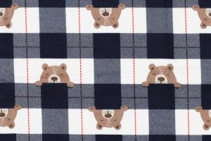 Flanel-stof-donkerblauwe-ruit-met-beer-x1226