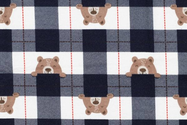 Flanel-stof-donkerblauwe-ruit-met-beer-x1226