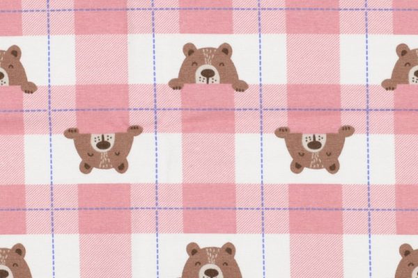Flanel-stof-roze-ruit-met-beer-x1225
