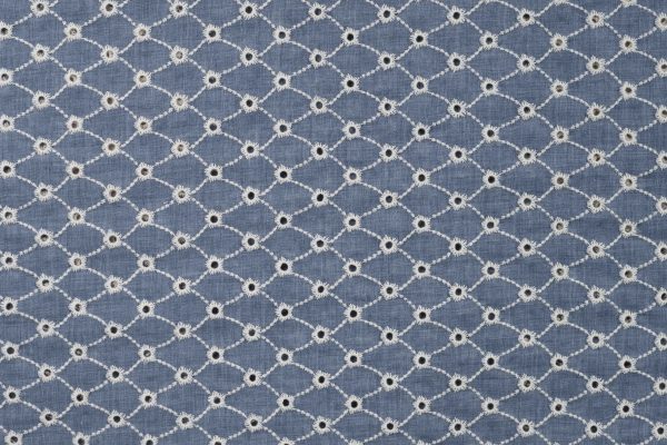 Broderie-melange-katoen-stof-jeansblauw-y155